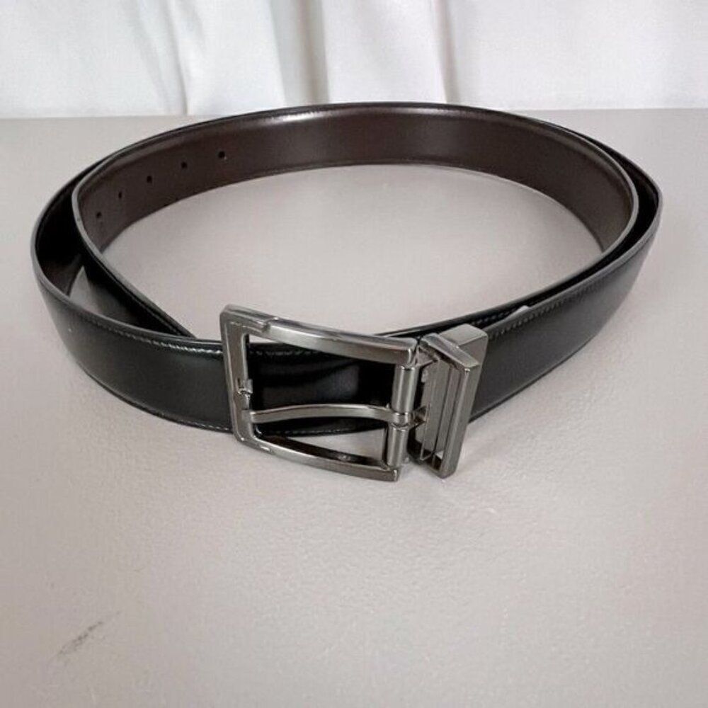 PERRY ELLIS MENS LEATHER BELT BLACK SIZE 50 - Picture 2 of 7